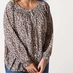 LOFT Animal Print Blouse with Long Sleeves